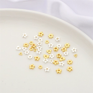 Copper Plated 14K Gold Silver Plum Flower Heart Windmill Spacer Beads DIY Jewelry Making Connector Material Findings Accessories