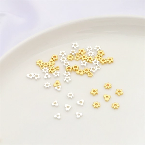 Assorted gold and silver plated floral and heart metal spacer beads for DIY jewelry