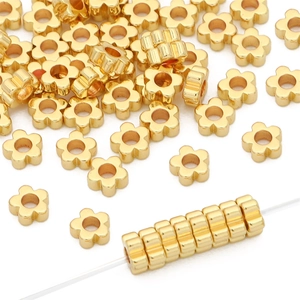 14K gold plated plum flower spacer beads for DIY bracelets and necklace jewelry making