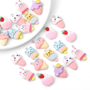 DIY resin jewelry pendants with cute macaron ice cream and animal shapes and metal loops