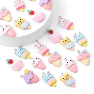 Assorted DIY resin pendants in macaron colors including ice cream and cartoon animals
