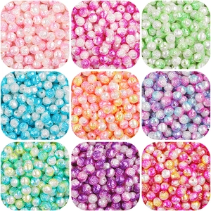 8mm dual-tone gradient acrylic rose flower beads with pearl luster for DIY jewelry making