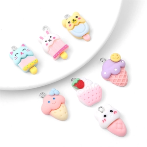 DIY colorful resin candy animal pendants including cats and bunnies for jewelry making