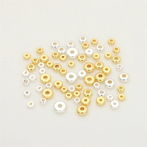 Polished 14K gold and silver plated flat round spacer beads for DIY jewelry making