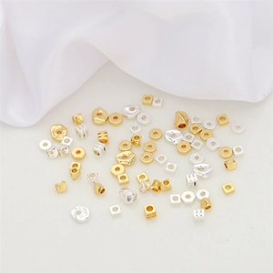 Perline distanziatrici placcate in oro 14K e argento in varie forme per gioielli fai da te