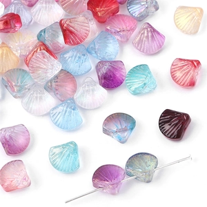 Colorful aurora shell beads for jewelry making with translucent iridescent finish