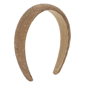 Champagne crystal rhinestones luxury sponge headband with full sparkling champagne rhinestones for women
