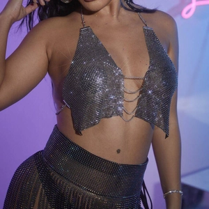 Sexy Backless Rhinestone Body Chain Vest For Women Nightclub Party Sparkling Metal Mesh Chest Chain Hollow Out Fashion Jewelry