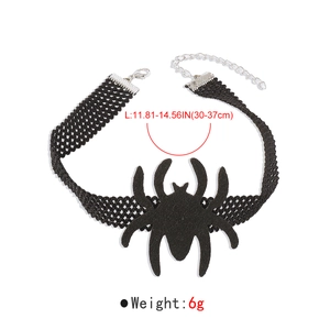 Gothic black lace spider choker size specifications with weight 6g and length 30-37cm