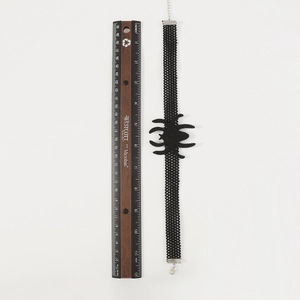 Measurement of 30cm black mesh spider choker necklace with silver clasp and adjuster