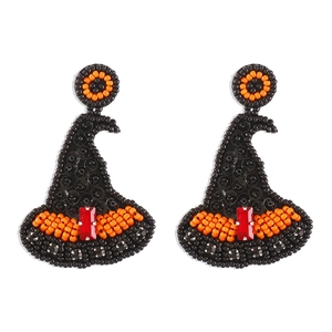 Handgemaakte Boheemse heksenhoed oorbellen met kralen en pailletten voor Halloween feest