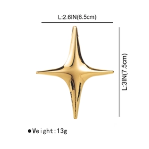 Goldene Brosche aus Edelstahl mit Maßen von 6,5 cm x 7,5 cm und einem Gewicht von 13 g