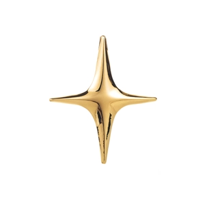 Polierte goldene Edelstahl-Brosche mit minimalistischem vierzackigem Stern-Design