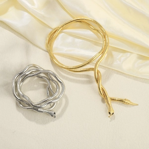 Minimalistische schlangenförmige Halskette und Armband in Gold und Silber Optik
