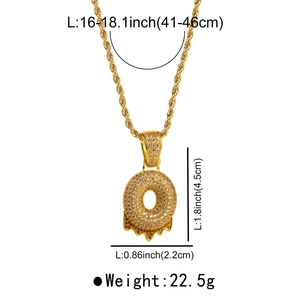 Detailed size chart of a hip-hop donut pendant necklace with sparkling zircon pavé