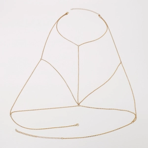 Minimalistische gouden body chain voor bikini met verstelbare metalen schakelontwerp