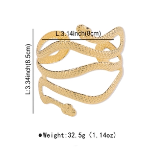 Detailed size specifications for gold snake-shaped multi-layer adjustable arm cuff