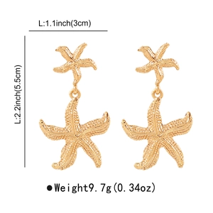 Spécifications de taille pour boucles d'oreilles pendantes étoile de mer dorées