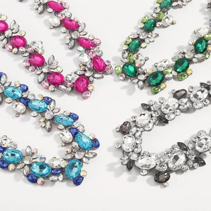 Vintage luxury choker with colorful large rhinestones and antique metal base