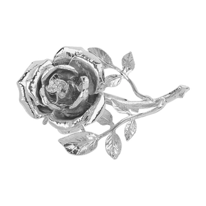 Vintage zilveren metalen 3D rozenbloem broche met gelaagde bloembladen voor jassen