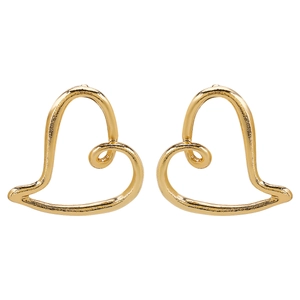 Boucles d'oreilles cœur évidé en métal doré au design minimaliste et poli miroir