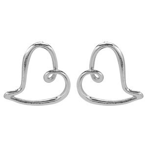 Boucles d'oreilles cœur évidé en alliage argenté avec un design ajouré élégant et chic