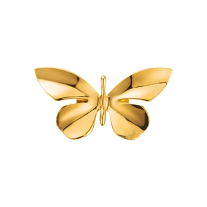 Vue détaillée de la luxueuse broche papillon dorée avec une texture métallique polie élégante