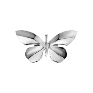 Broche papillon minimaliste en acier inoxydable argenté avec finition miroir polie
