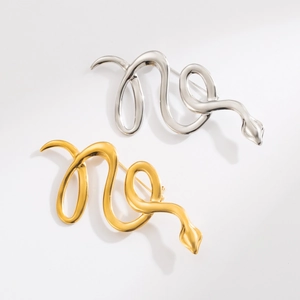 Broche Serpent en Acier Inoxydable pour Hommes Femmes Broches de Forme Animale Électroplaquées Bijoux Cadeaux Accessoires de Mode