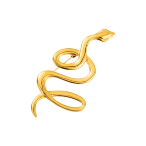 Détail de la broche serpent plaquée or 18 carats avec finition miroir polie et épingle