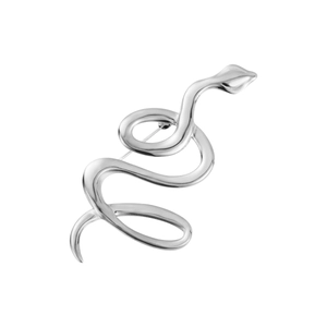 Broche serpent minimaliste en acier inoxydable poli argenté avec un design élégant en courbe S