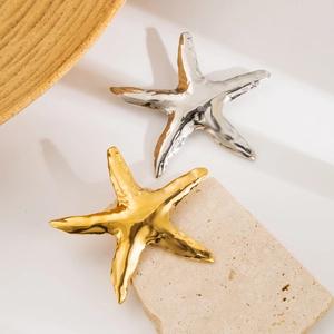 Broches chic étoile de mer surdimensionnées en or et argent pour le style de plage