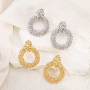 Détails de boucles d'oreilles créoles torsadées dorées et argentées en métal épais