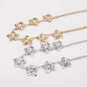 Détails de la chaîne de taille florale en or et argent avec perles pour look tendance