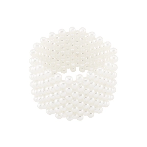 Elegant wide woven pearl stretch bracelet featuring multiple layers of imitation pearls