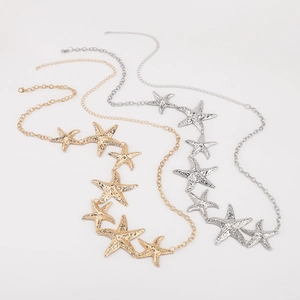 Détails de la chaîne de corps étoile de mer en or et argent pour un style plage sexy