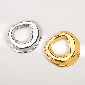 Irregular geometric vintage stainless steel brooches set in liquid gold and silver finish