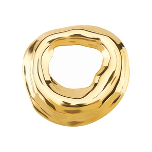 Detailed view of the wavy lava texture on a gold irregular geometric brooch accessory