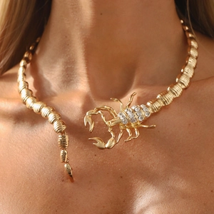 Halloween Exaggerated Scorpion Choker Necklace For Unisex Alloy Rhinestone Animal Statement Clavicle Chain Jewelry