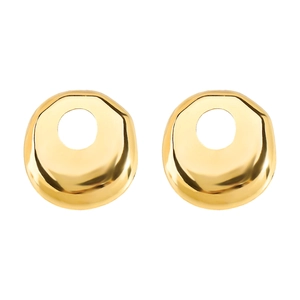Detailopname van vintage gouden onregelmatige geometrische oorringen met holle binnenkant