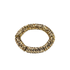 Elegant gold twisted bangle with leopard print pattern and elastic design for women