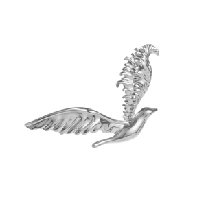 Broche mouette en acier inoxydable argenté poli avec détails d'ailes gravés