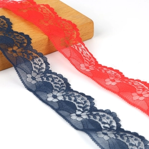 Detailierte 4cm unelastische Spitze in Dunkelblau und Rot für DIY-Kleidungsdekoration