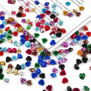 Colorful aluminum 3D rose flower beads for DIY jewelry making and craft decorations