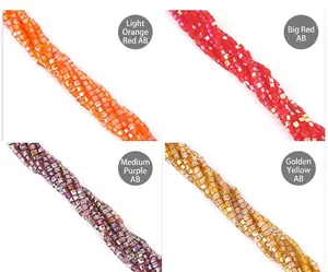Detailliertes Gitter aus 6mm quadratischen Kristallperlen in AB-Finish für DIY-Schmuck