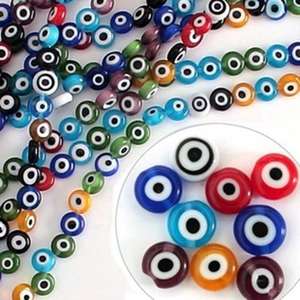 Flat Evil Eye glass beads in various colors for DIY necklace and bracelet jewelry making