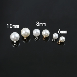 ABS imitation pearl charms in 10mm 8mm 6mm sizes with gold and silver hooks for DIY