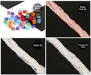 Nahaufnahme von 6mm Kristall-Würfelperlen in Mischfarben und AB-Beschichtung für DIY