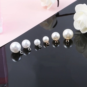 Polished ABS faux pearl pendants with gold and silver loops for DIY jewelry making