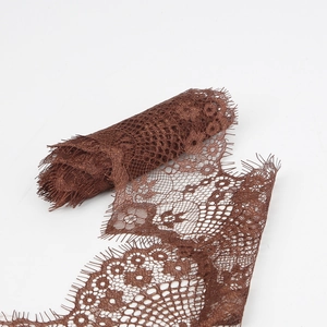Brown floral eyelash lace trim for DIY sewing crafts and garment decoration accessories